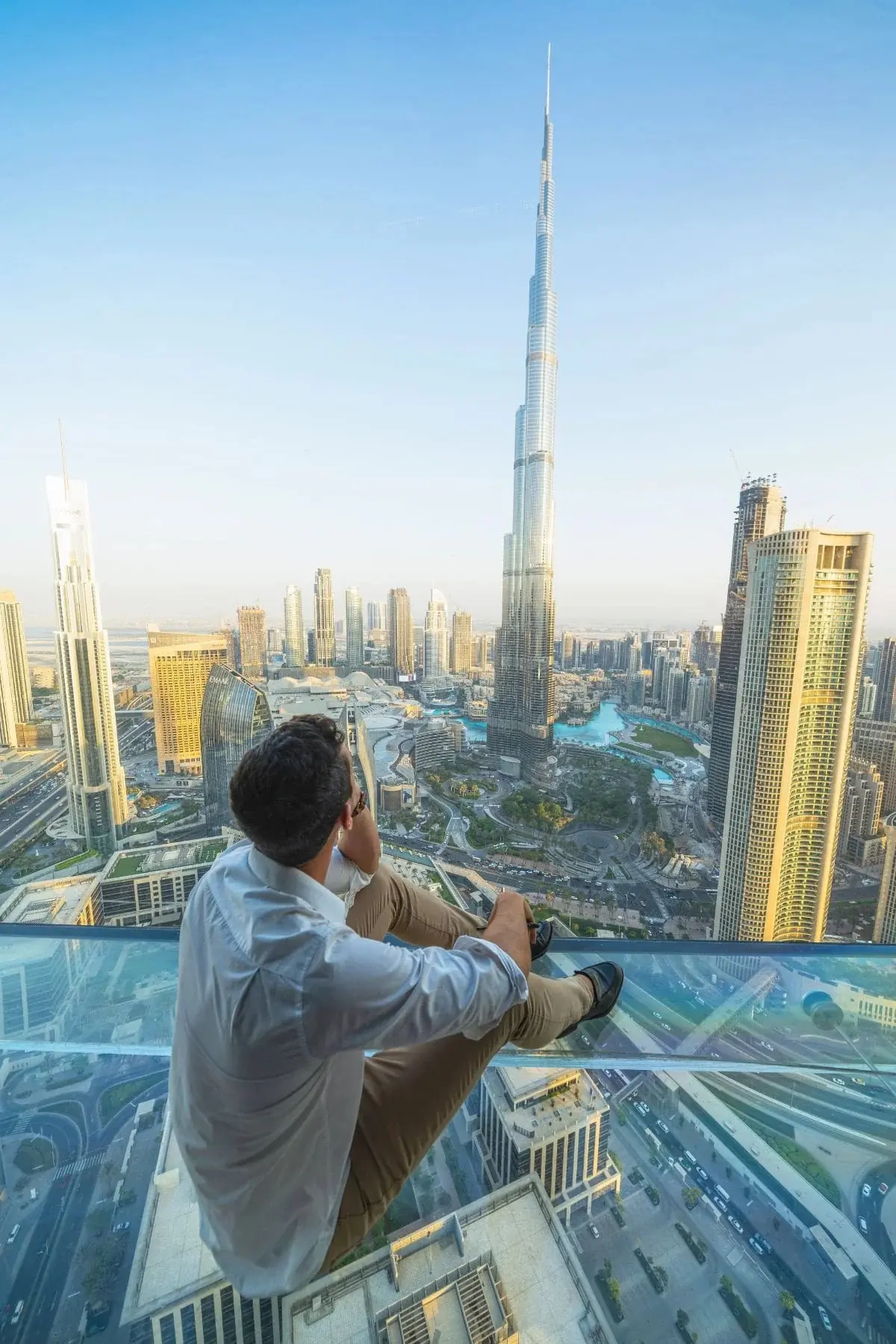 Sky Views Edge Walk high above the Downtown Dubai skyline
